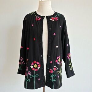 Vintage Michael Simon Lite Embroidered Valentines Day Cardigan